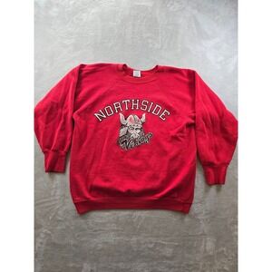 Vintage Signal Northside Vikings Sweatshirt Large Red Raglan USA Made 90s *Read
